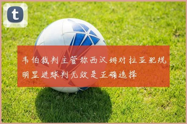 韦伯裁判主管称西汉姆对拉亚犯规明显进球判无效是正确选择
